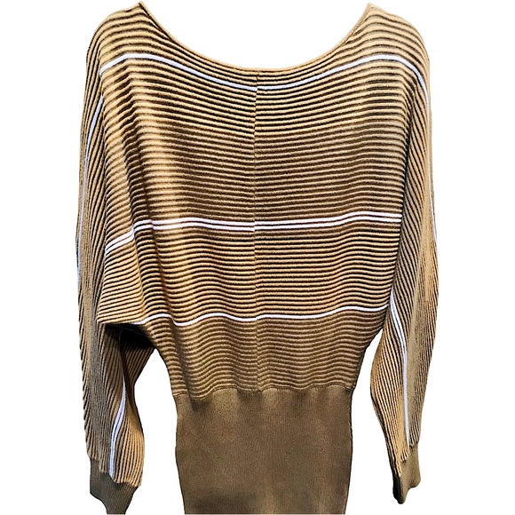 By Anthropologie Ribbed Sweater Dress in Brown Combo. Size Small. NWOT - Picture 2 of 6